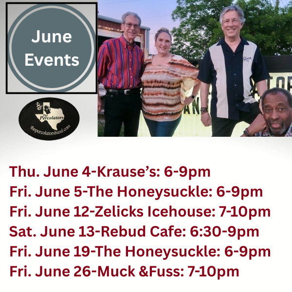 It’s a great month to join The Perks as long as the weather is cooperative. We have many venues to choose from, and we love to see our supportive fans-Let’s have a Dance Party!
